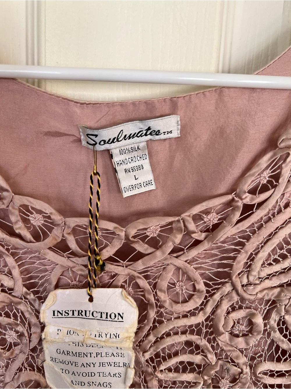 Vintage Soulmate 100% Silk Crochet Overlay Sleeveless Blouse Boho Festival Top - Picture 2 of 9